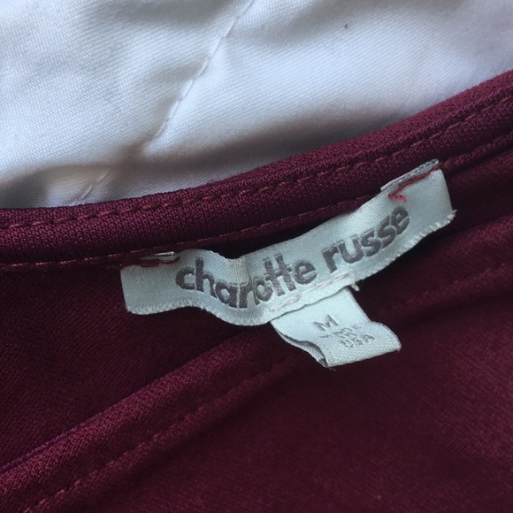 Charlotte Russe Burgundy Crop Top - Picture 2 of 4